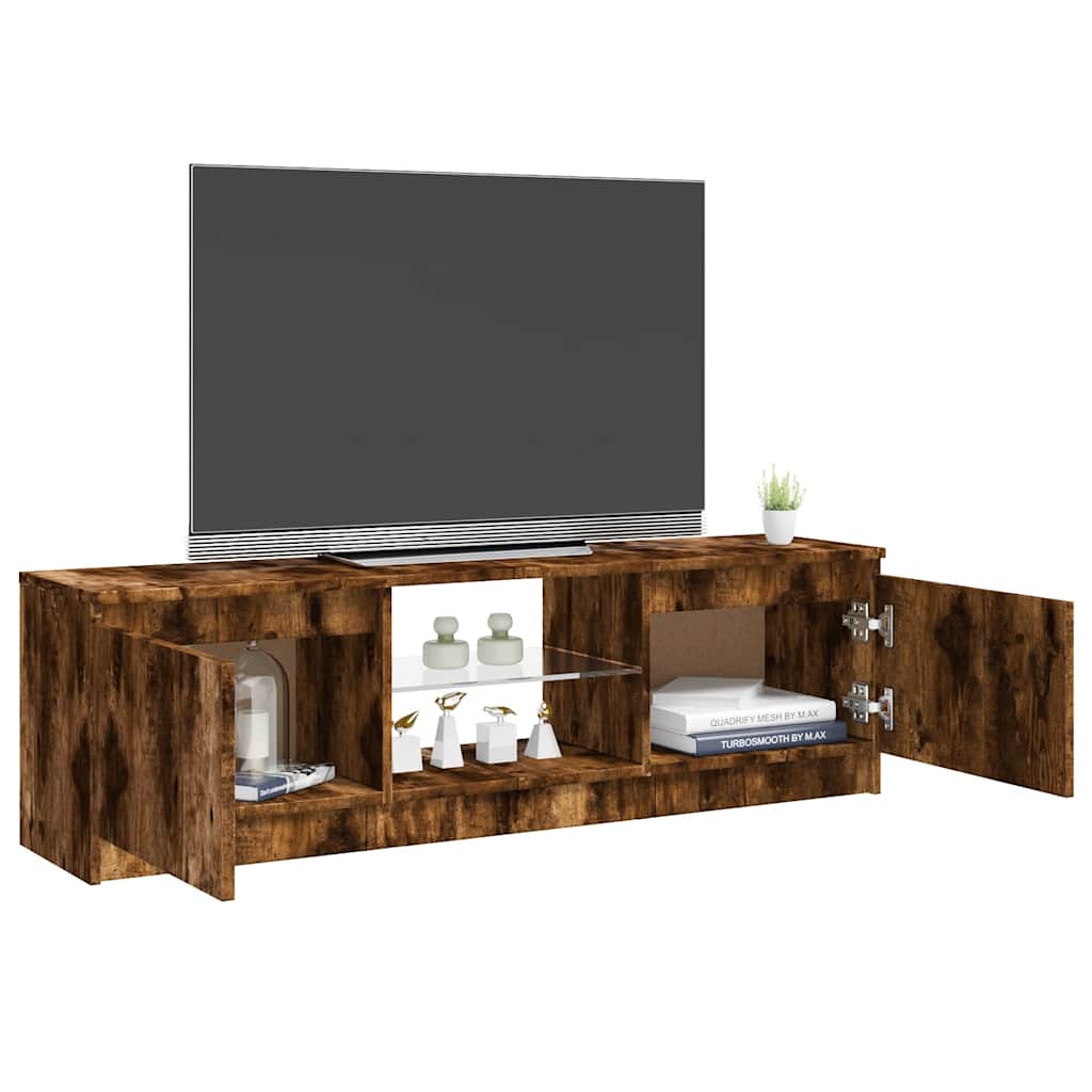 Tv-Benk Med Led-Lys Røkt Eik 120X30X36 Cm