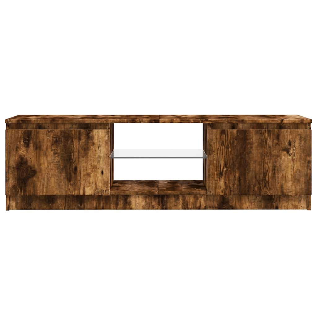 Tv-Benk Med Led-Lys Røkt Eik 120X30X36 Cm
