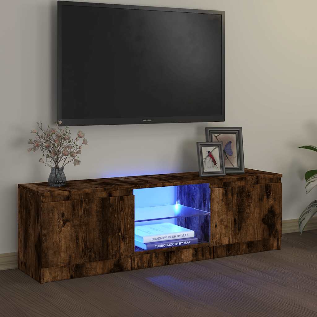 Tv-Benk Med Led-Lys Røkt Eik 120X30X36 Cm