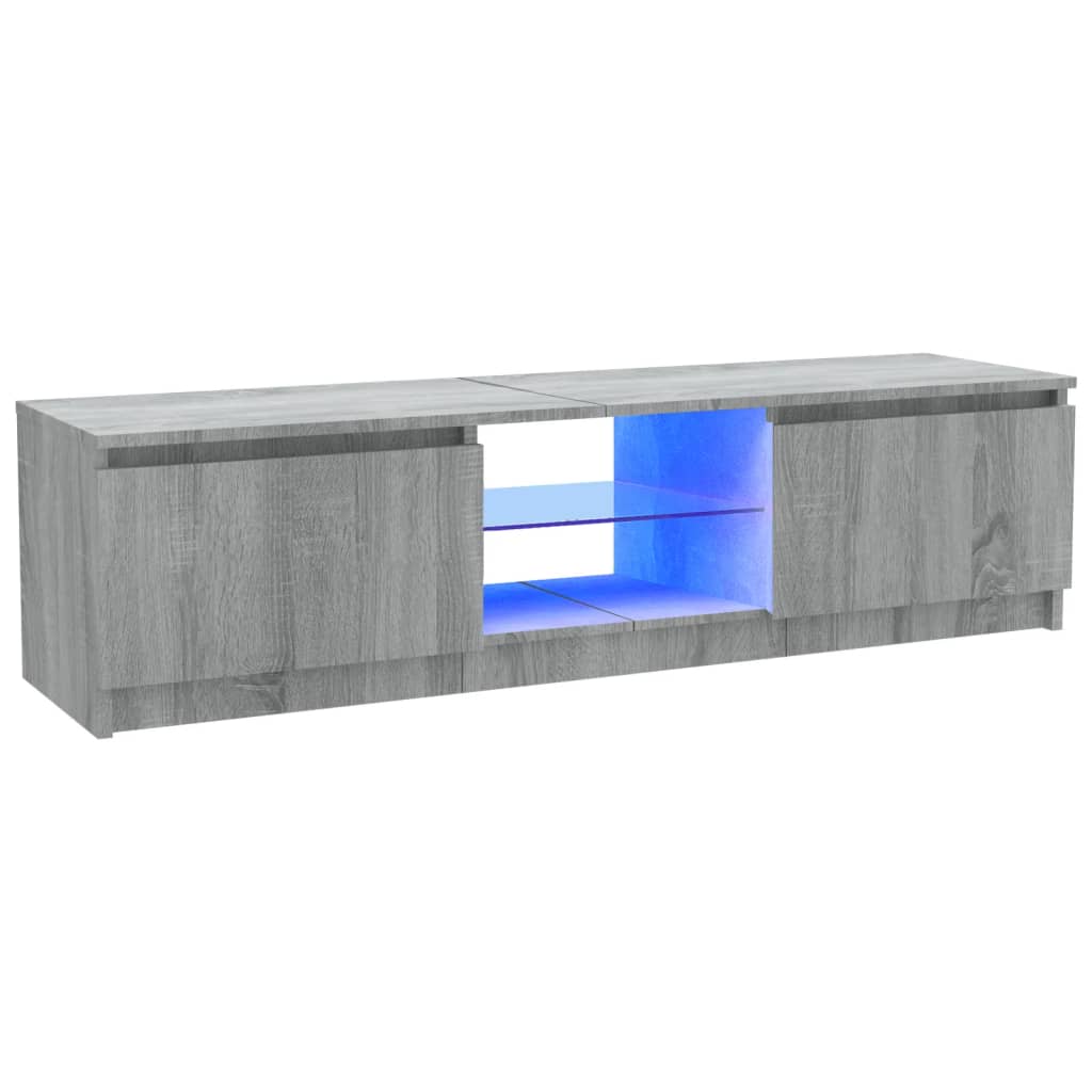 Tv-Benk Med Led-Lys Grå Sonoma 120X30X35,5 Cm