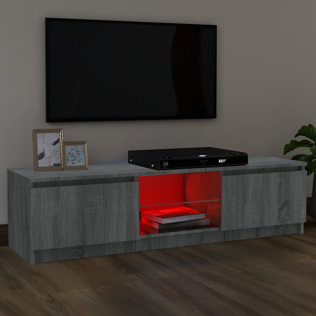 Tv-Benk Med Led-Lys Grå Sonoma 120X30X35,5 Cm