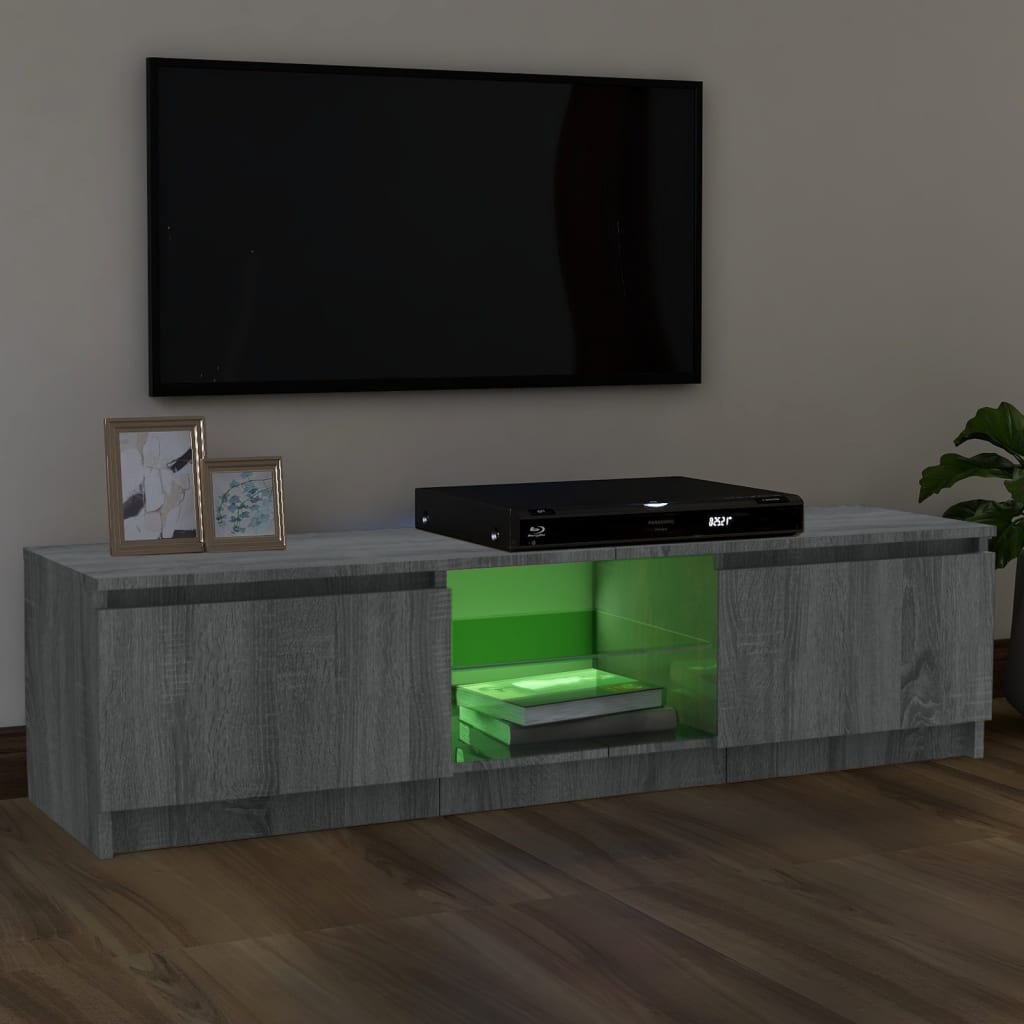 Tv-Benk Med Led-Lys Grå Sonoma 120X30X35,5 Cm