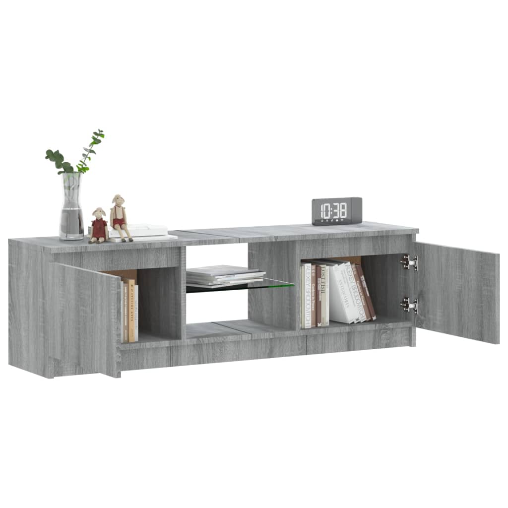 Tv-Benk Med Led-Lys Grå Sonoma 120X30X35,5 Cm