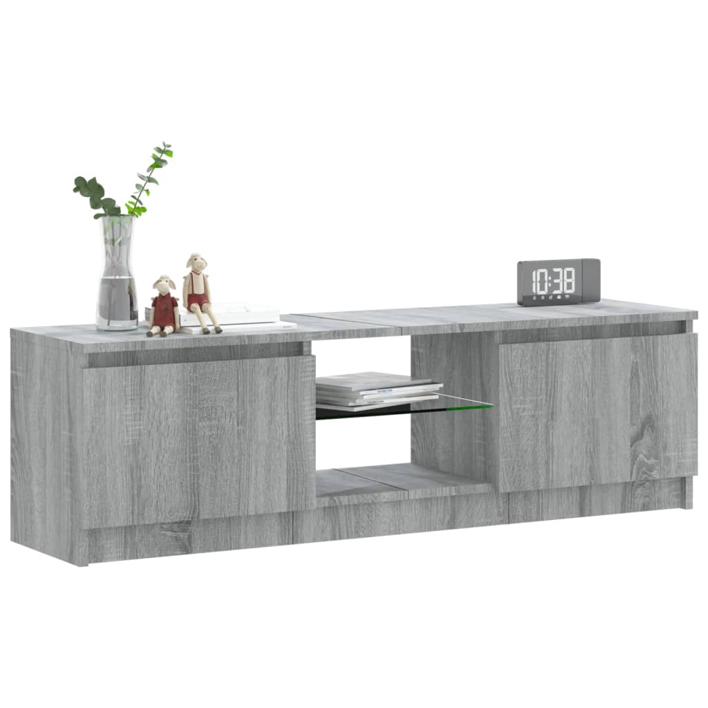 Tv-Benk Med Led-Lys Grå Sonoma 120X30X35,5 Cm