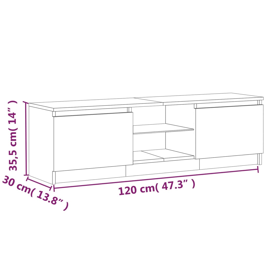 Tv-Benk Med Led-Lys Grå Sonoma 120X30X35,5 Cm