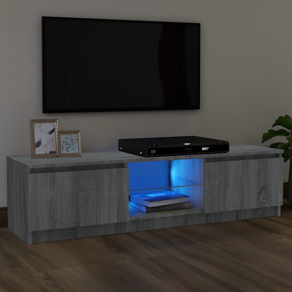 Tv-Benk Med Led-Lys Grå Sonoma 120X30X35,5 Cm