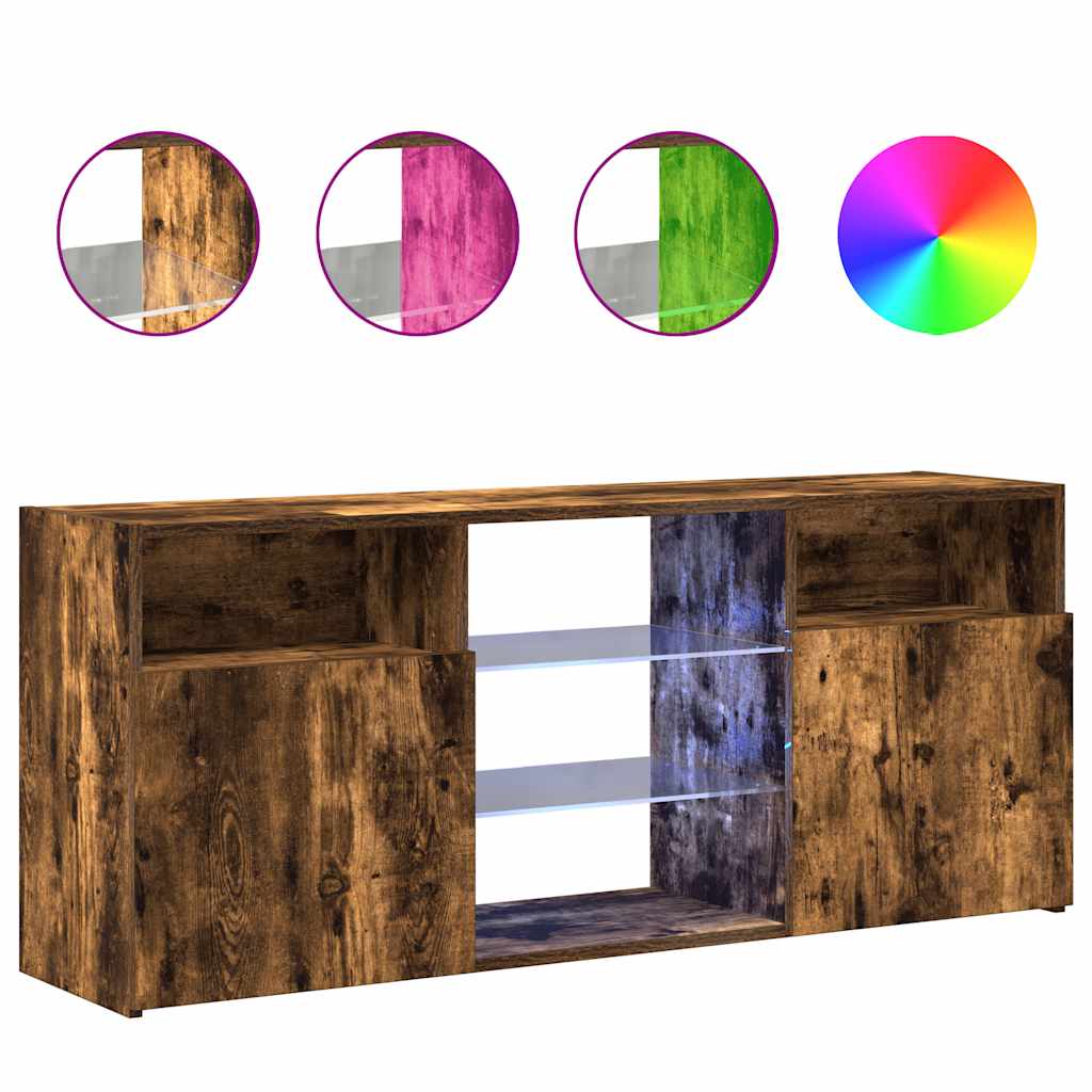 Tv-Benk Med Led-Lys Røkt Eik 120X30X50 Cm