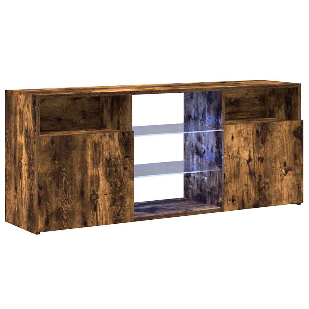 Tv-Benk Med Led-Lys Røkt Eik 120X30X50 Cm