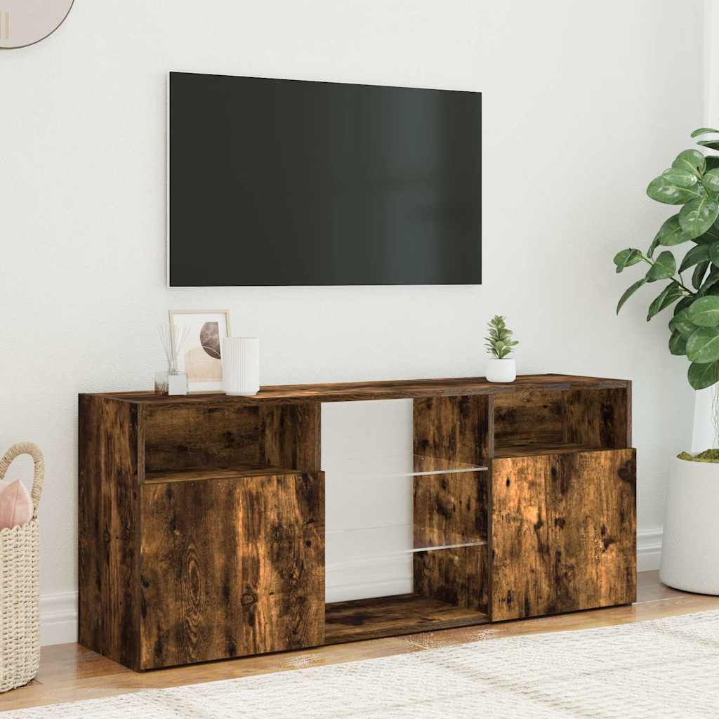 Tv-Benk Med Led-Lys Røkt Eik 120X30X50 Cm