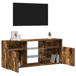 Tv-Benk Med Led-Lys Røkt Eik 120X30X50 Cm