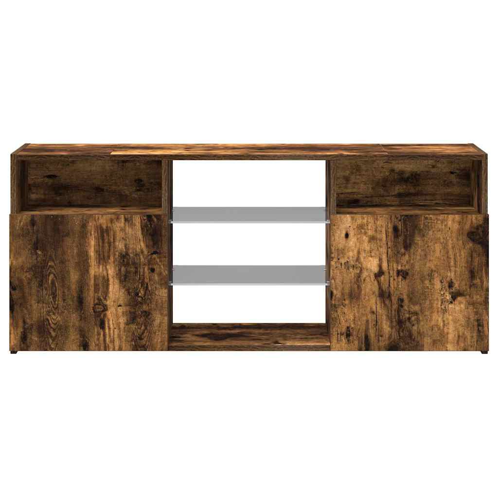 Tv-Benk Med Led-Lys Røkt Eik 120X30X50 Cm