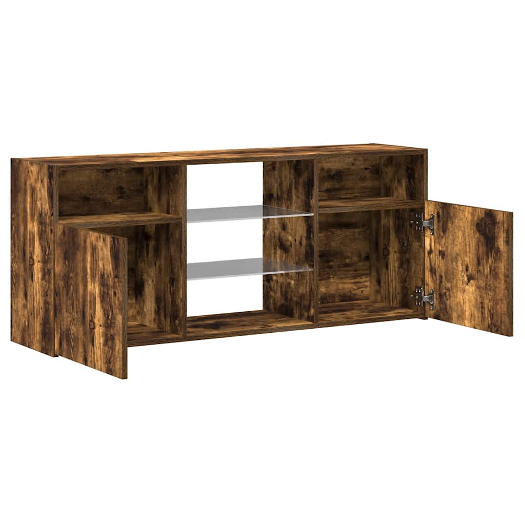 Tv-Benk Med Led-Lys Røkt Eik 120X30X50 Cm