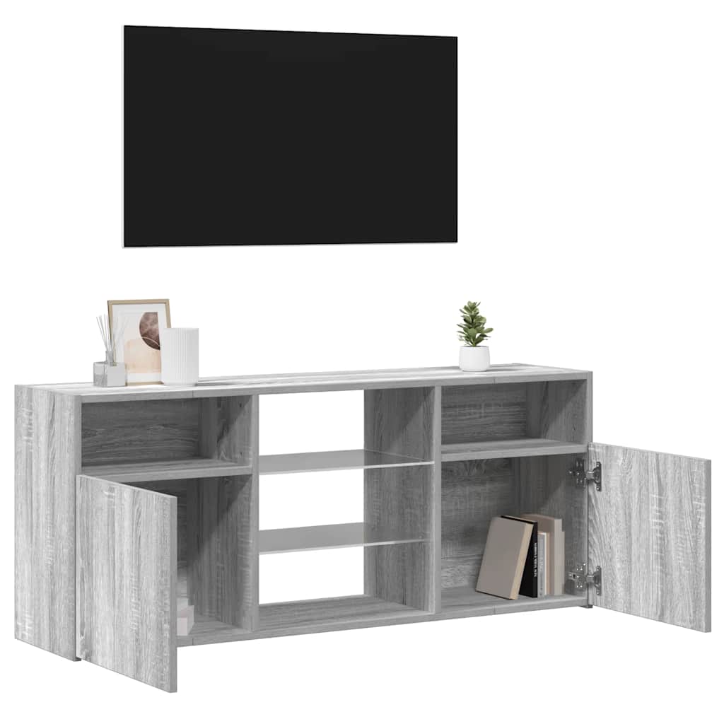 Tv-Benk Med Led-Lys Grå Sonoma 120X30X50 Cm