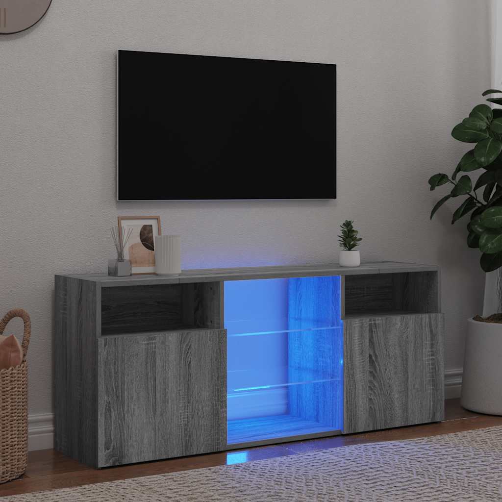 Tv-Benk Med Led-Lys Grå Sonoma 120X30X50 Cm
