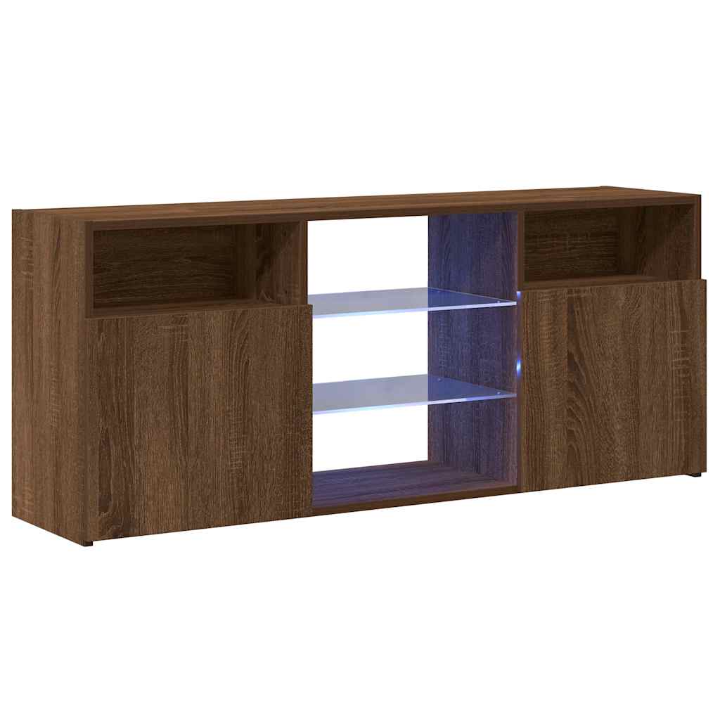 Tv-Benk Med Led-Lys Brun Eik 120X30X50 Cm