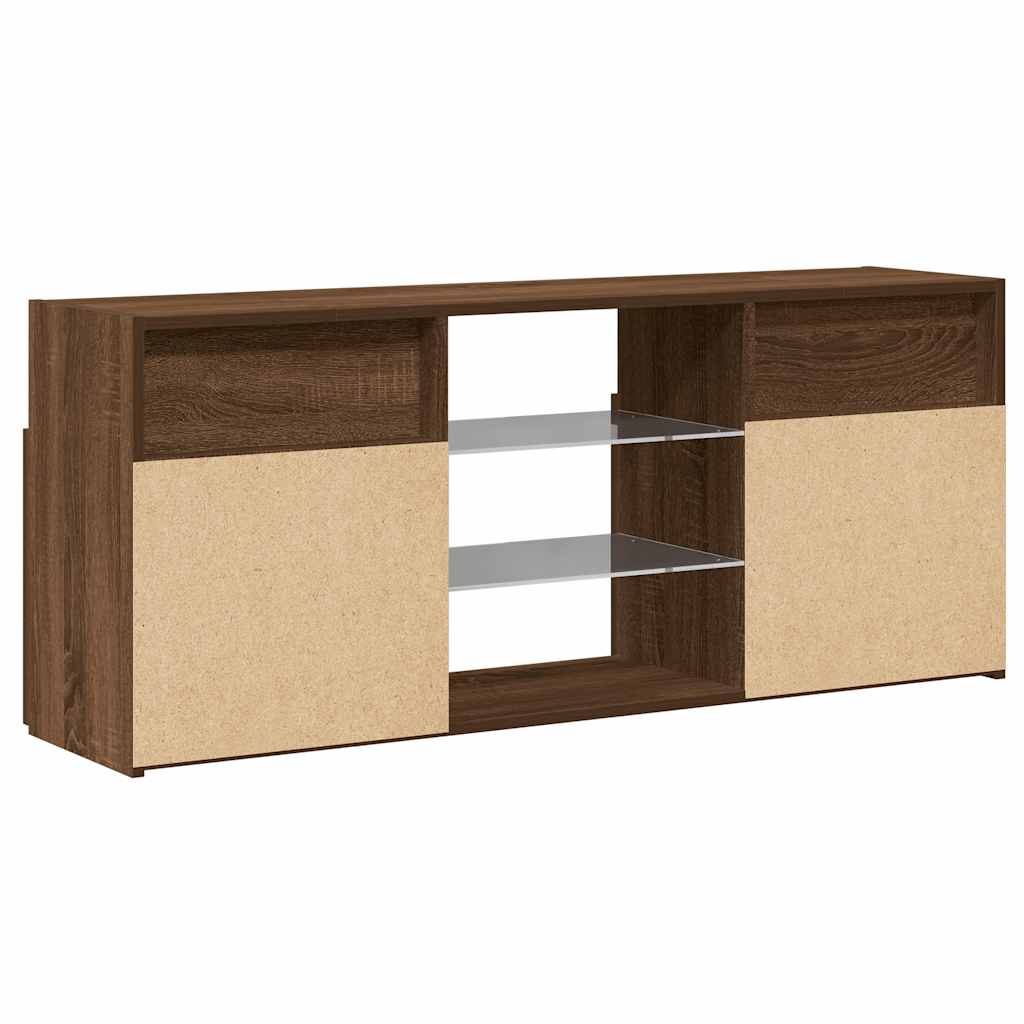 Tv-Benk Med Led-Lys Brun Eik 120X30X50 Cm