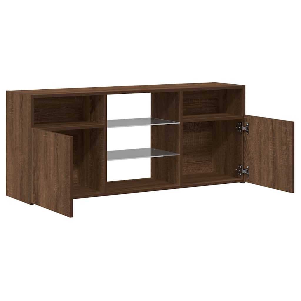 Tv-Benk Med Led-Lys Brun Eik 120X30X50 Cm
