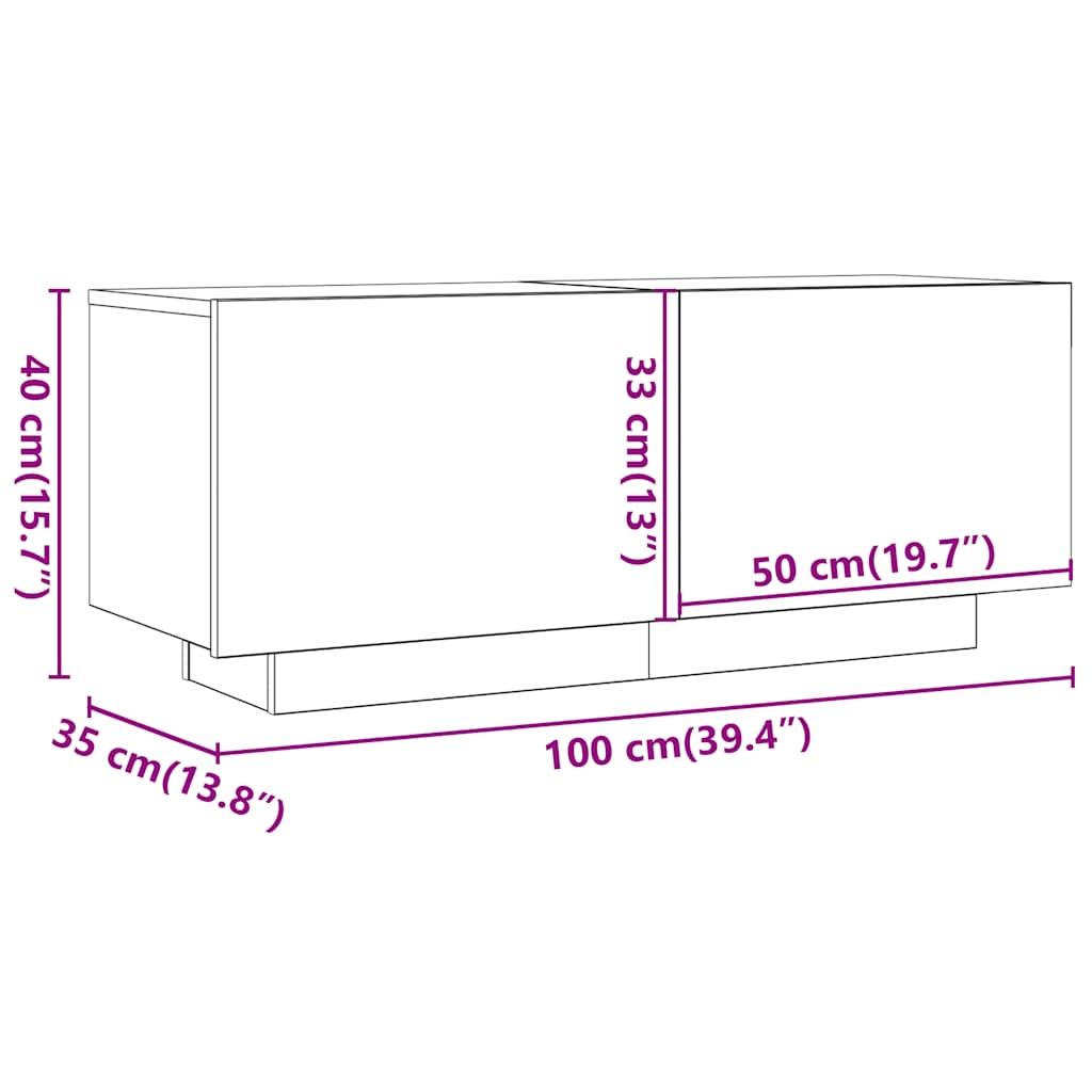 Tv-Benk Grå Sonoma 100X35X40 Cm Konstruert Tre