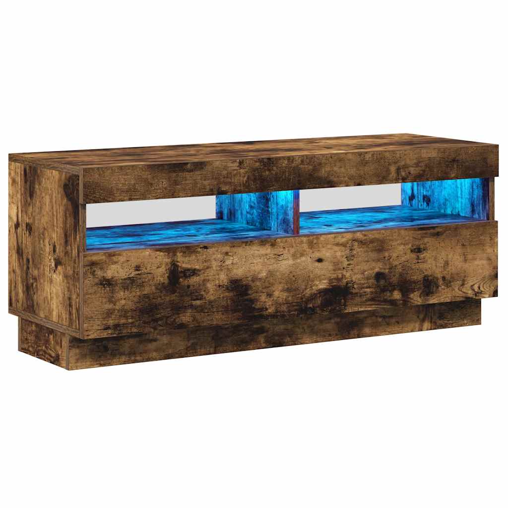 Tv-Benk Med Led-Lys Røkt Eik 100X35X40 Cm