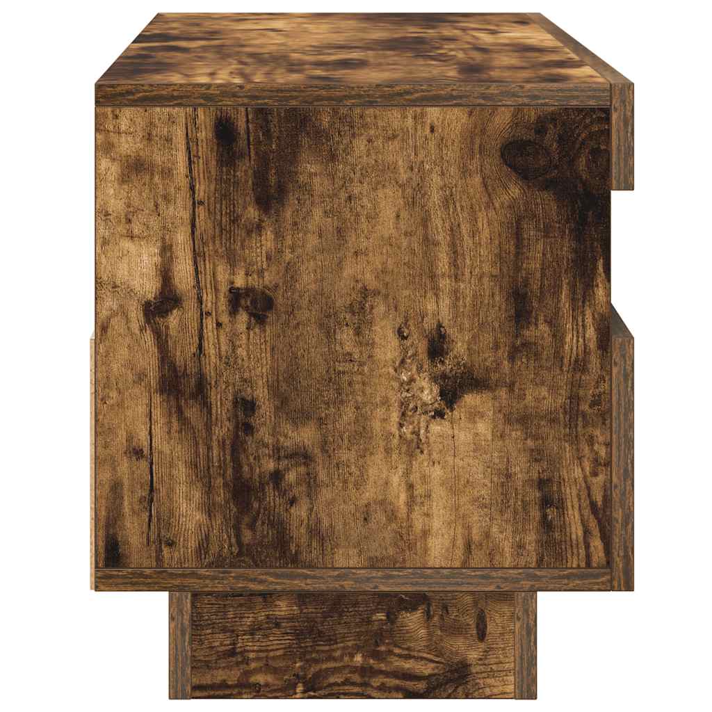 Tv-Benk Med Led-Lys Røkt Eik 100X35X40 Cm