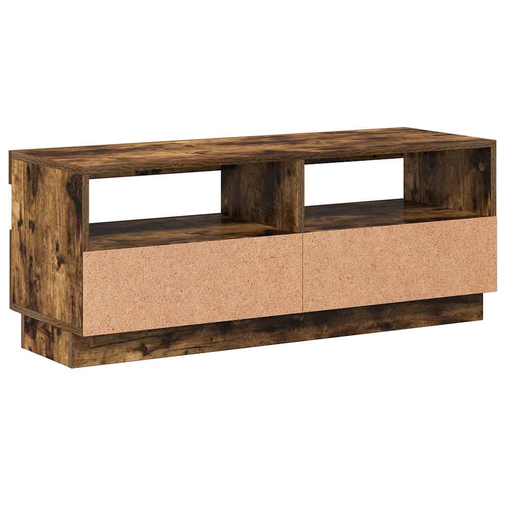 Tv-Benk Med Led-Lys Røkt Eik 100X35X40 Cm