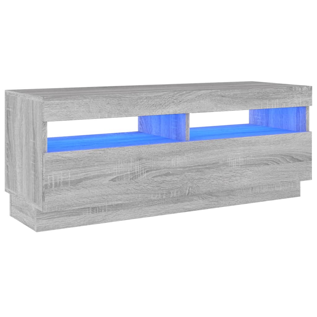 Tv-Benk Med Led-Lys Grå Sonoma 100X35X40 Cm