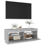 Tv-Benk Med Led-Lys Grå Sonoma 100X35X40 Cm