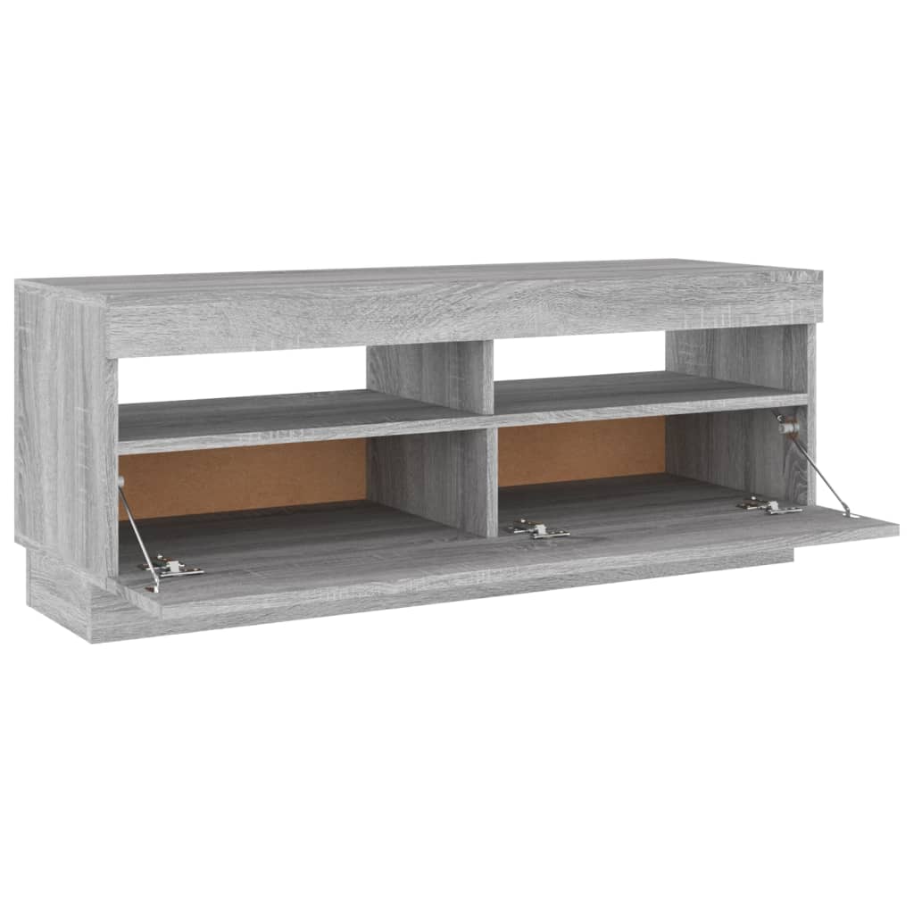 Tv-Benk Med Led-Lys Grå Sonoma 100X35X40 Cm