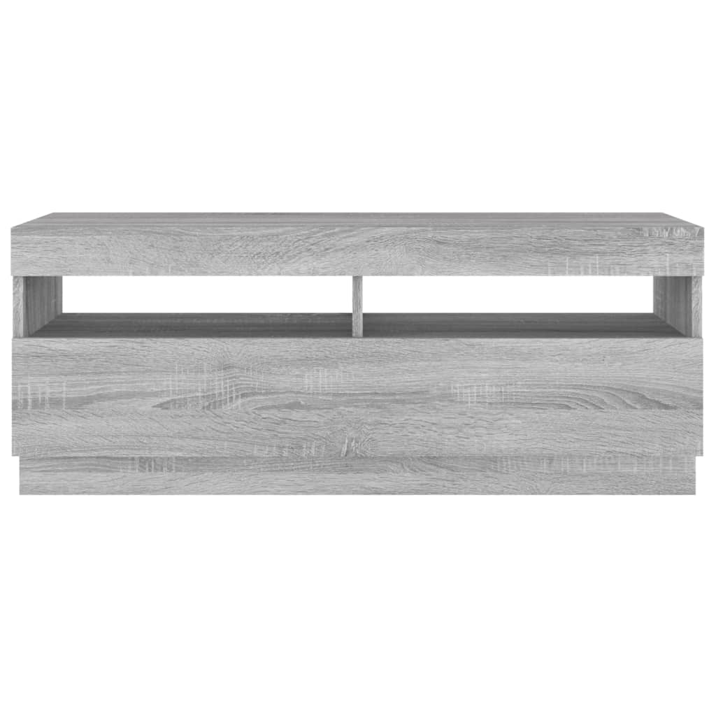 Tv-Benk Med Led-Lys Grå Sonoma 100X35X40 Cm