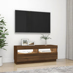 Tv-Benk Med Led-Lys Brun Eik 100X35X40 Cm