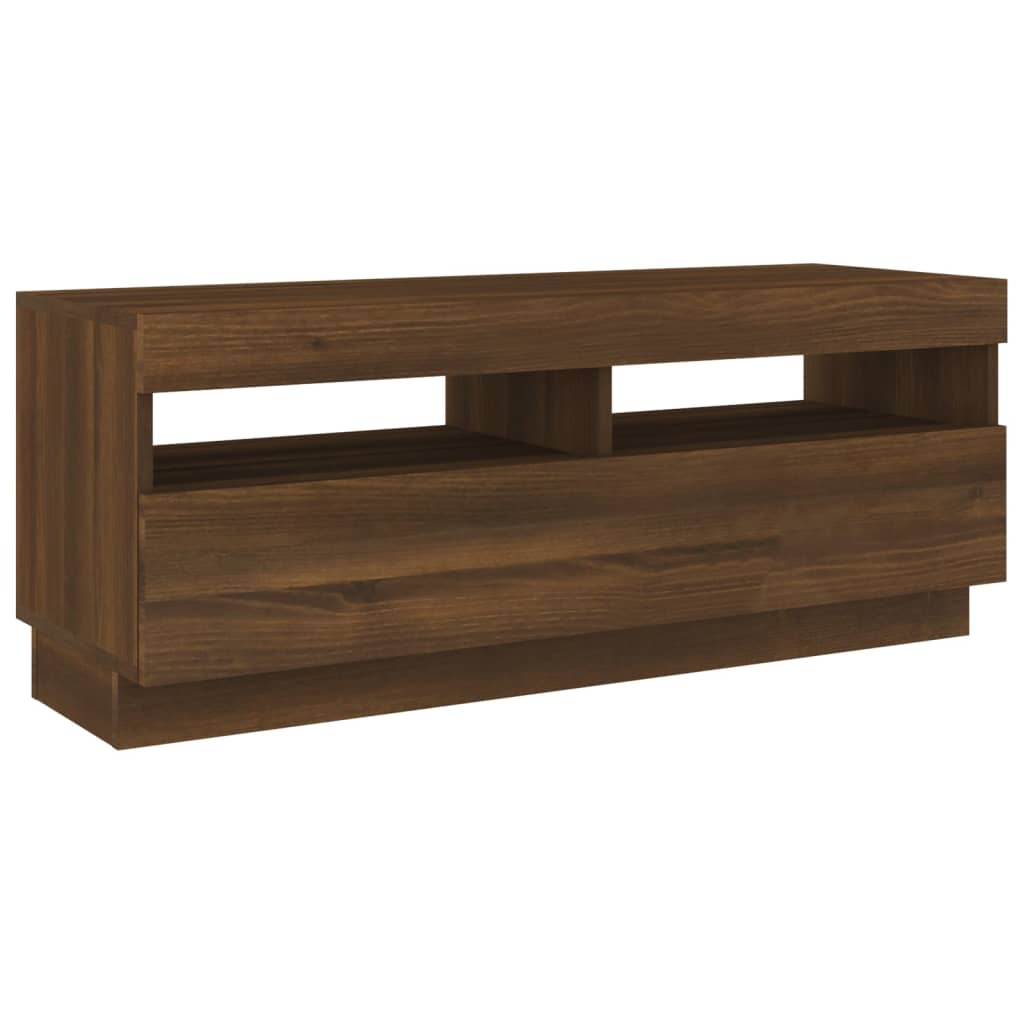 Tv-Benk Med Led-Lys Brun Eik 100X35X40 Cm