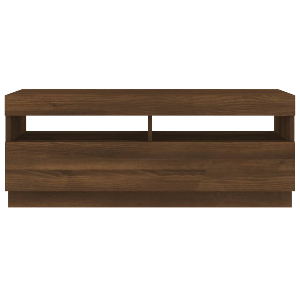 Tv-Benk Med Led-Lys Brun Eik 100X35X40 Cm