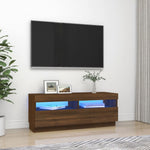 Tv-Benk Med Led-Lys Brun Eik 100X35X40 Cm