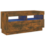 Tv-Benk Med Led-Lys Røkt Eik 80X35X40 Cm