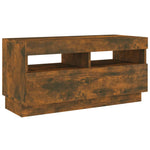 Tv-Benk Med Led-Lys Røkt Eik 80X35X40 Cm
