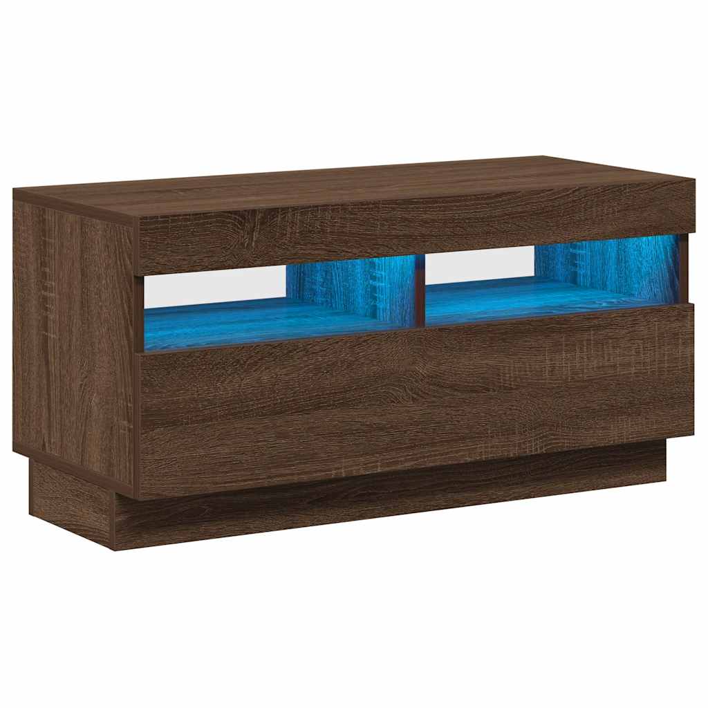 Tv-Benk Med Led-Lys Brun Eik 80X35X40 Cm