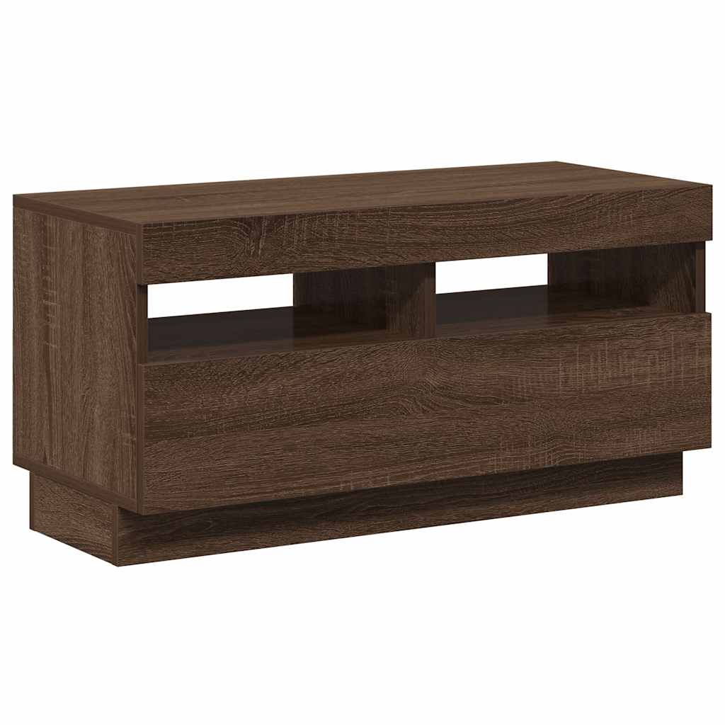 Tv-Benk Med Led-Lys Brun Eik 80X35X40 Cm
