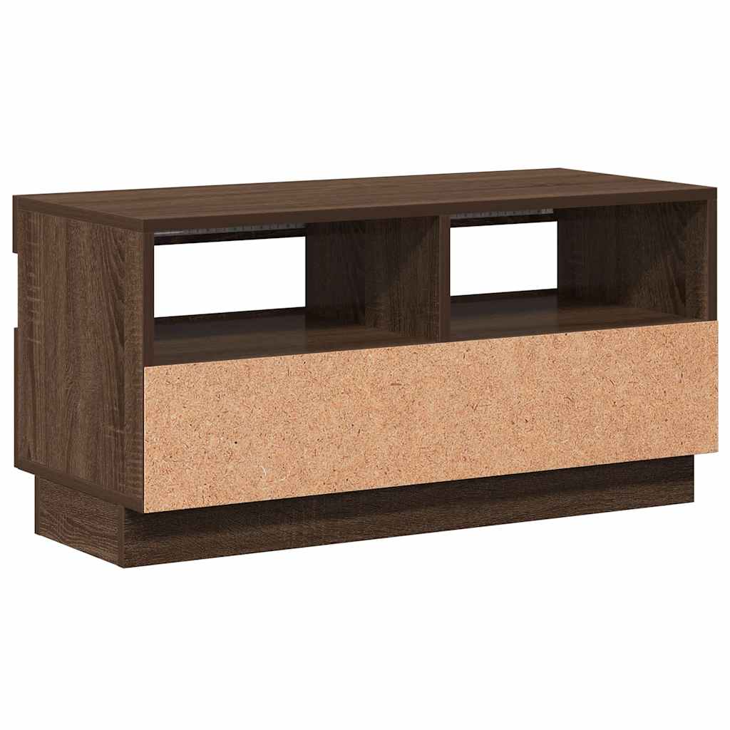 Tv-Benk Med Led-Lys Brun Eik 80X35X40 Cm