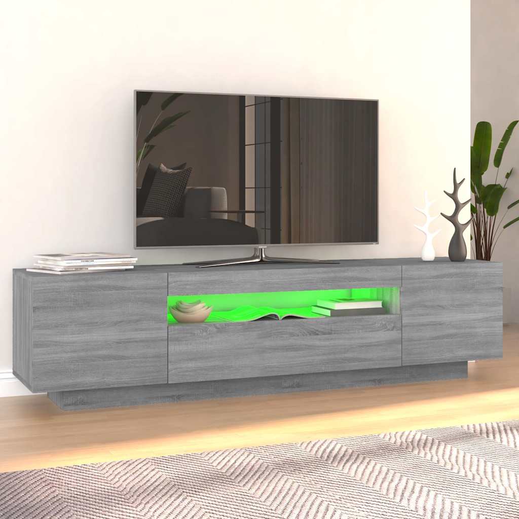 Tv-Benk Med Led-Lys Grå Sonoma 160X35X40 Cm