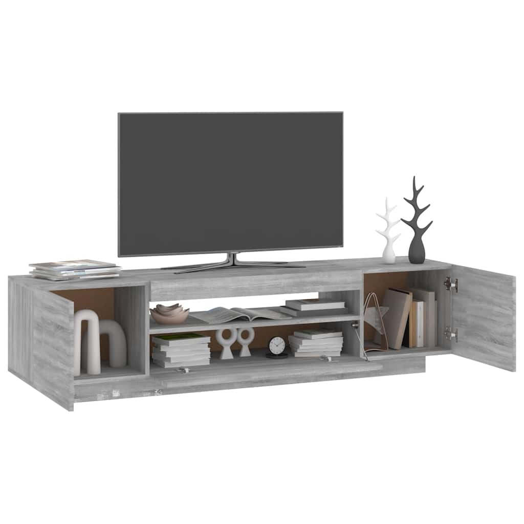 Tv-Benk Med Led-Lys Grå Sonoma 160X35X40 Cm