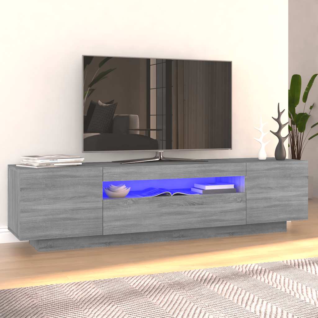 Tv-Benk Med Led-Lys Grå Sonoma 160X35X40 Cm