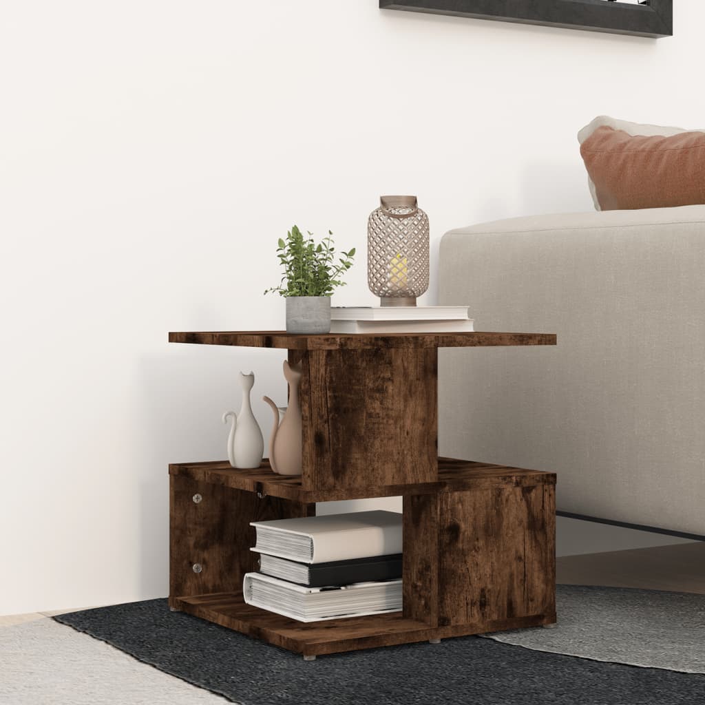 Sidebord Røkt Eik 40X40X40 Cm Konstruert Tre