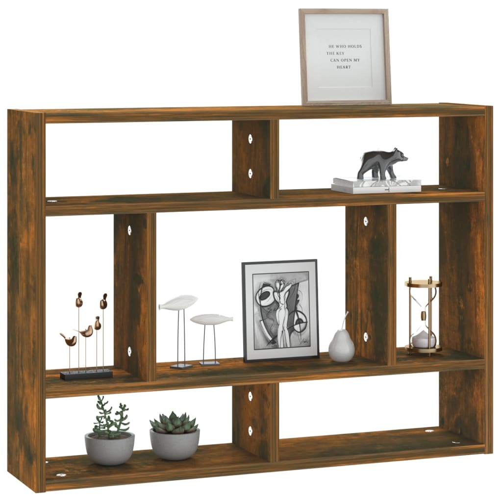 Vegghylle Røkt Eik 75X16X55 Cm Konstruert Tre