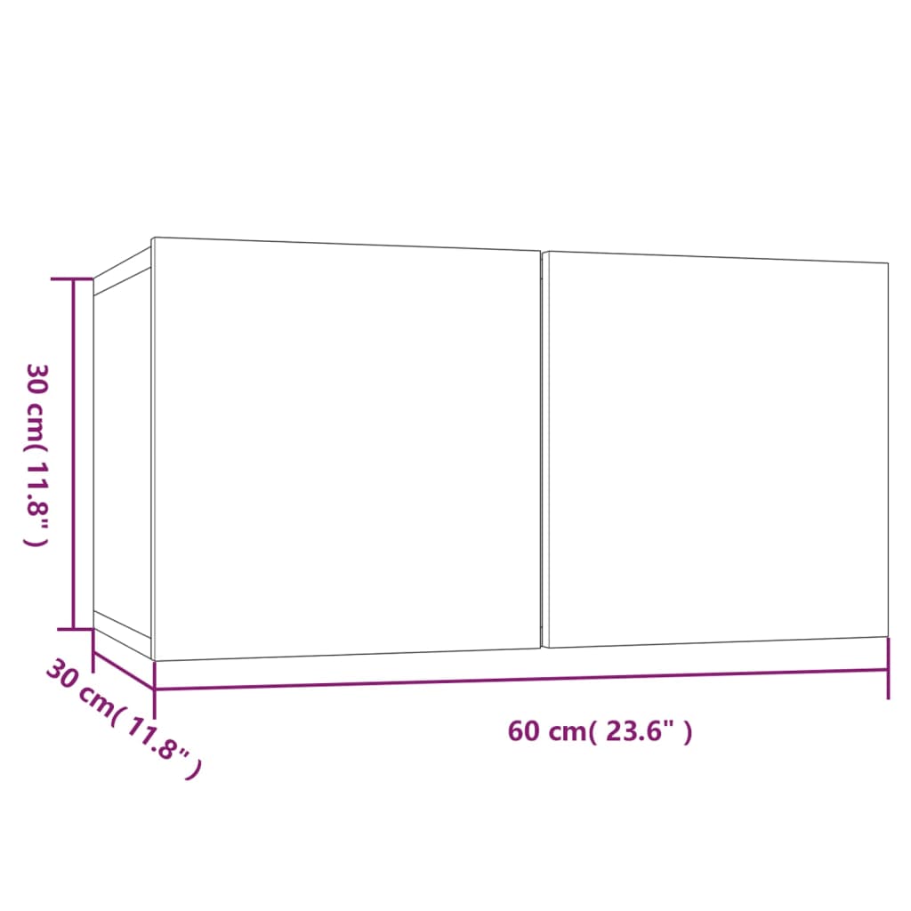 Hengende Tv Benk Røkt Eik 60X30X30 Cm Konstruert Tre