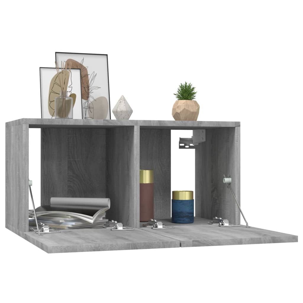 Hengende Tv-Benker Grå Sonoma 60X30X30 Cm Konstruert Tre