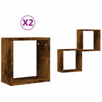 Vegghyller Kubeformet 2 Stk Røkt Eik 30X15X30 Cm