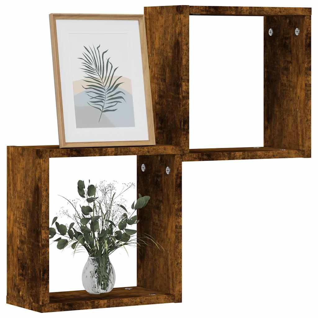 Vegghyller Kubeformet 2 Stk Røkt Eik 30X15X30 Cm