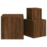 Sidebord 3 Stk Brun Eik Konstruert Tre