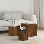 Sidebord 3 Stk Brun Eik Konstruert Tre