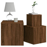 Sidebord 3 Stk Brun Eik Konstruert Tre